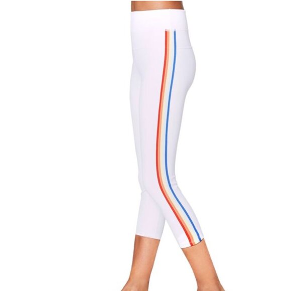 NWT Spiritual Gangster Activewear Track Tight Crop Rainbow Tuxedo Stripe - S - Picture 4 of 9
